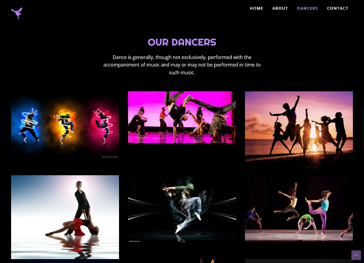 Free Style Dance individual booking page design
