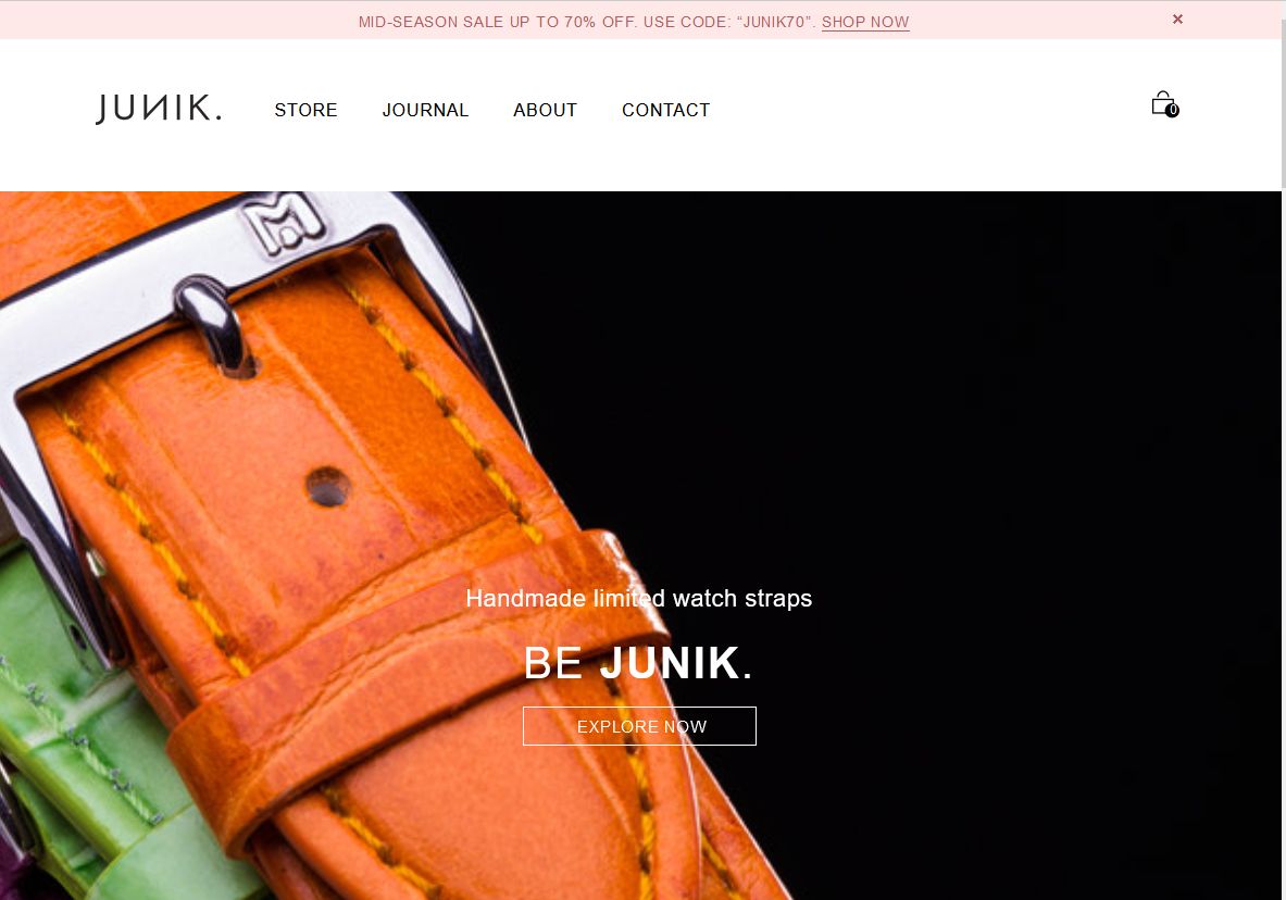 Junik lifestyle homepage ecommerce development