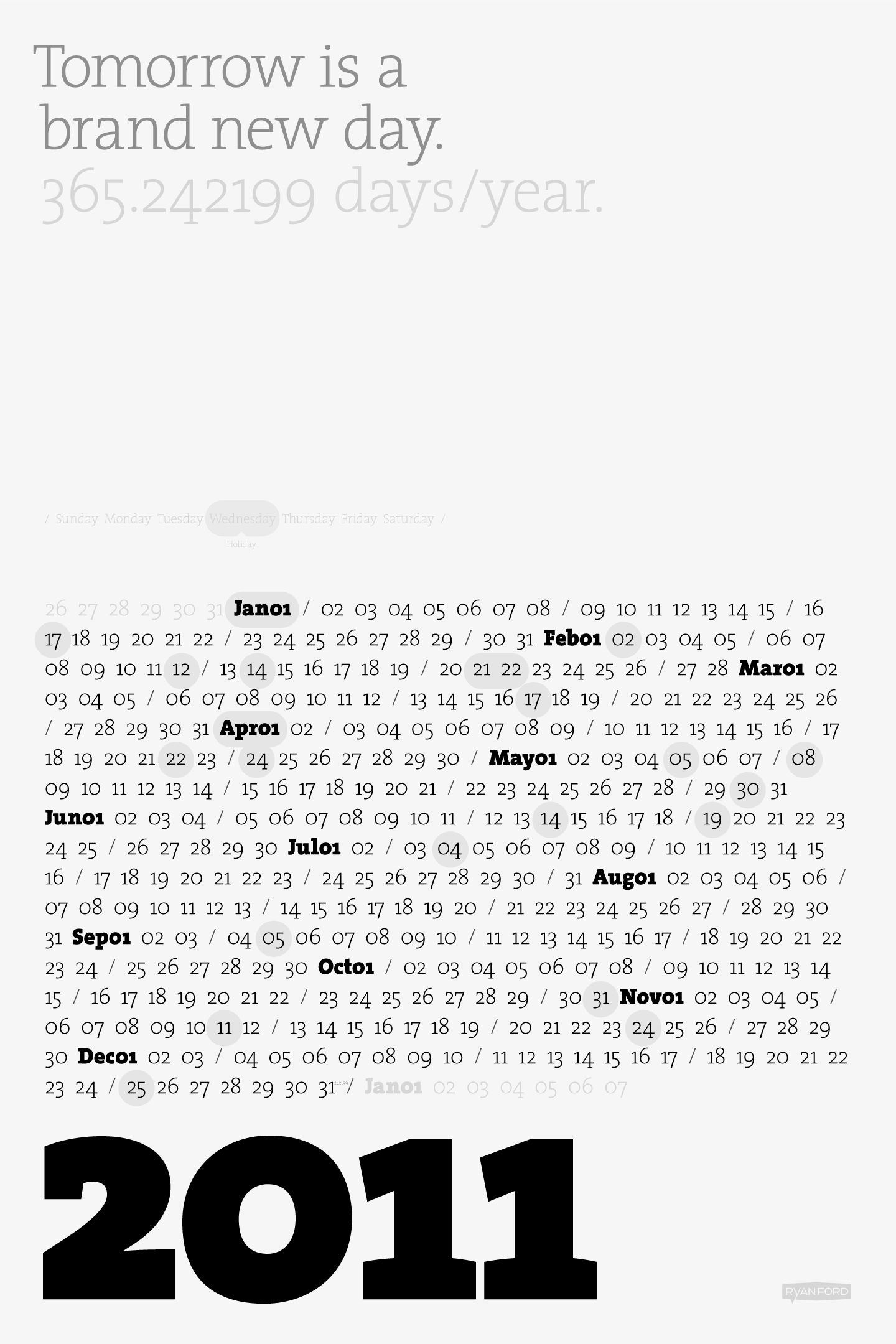 2011 typography calendar