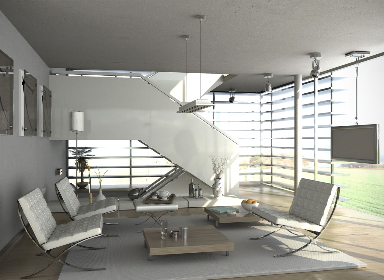 Minimalist Living Room Barcelona Chairs