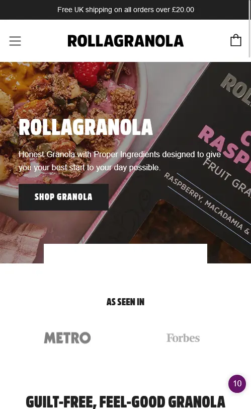 Rollagranola mobile ecommerce shopify design