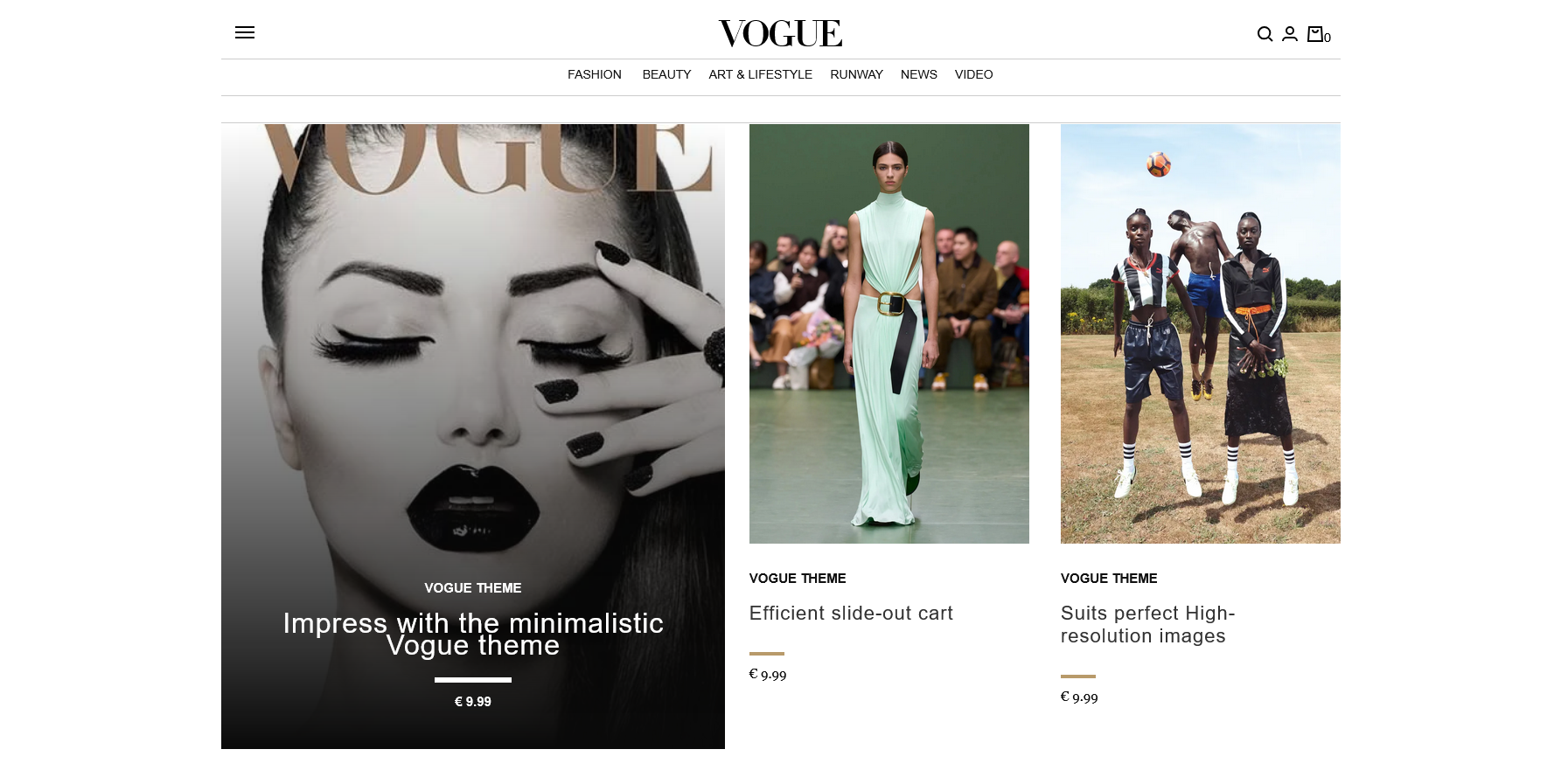 Vogue VX theme with minimalistic design