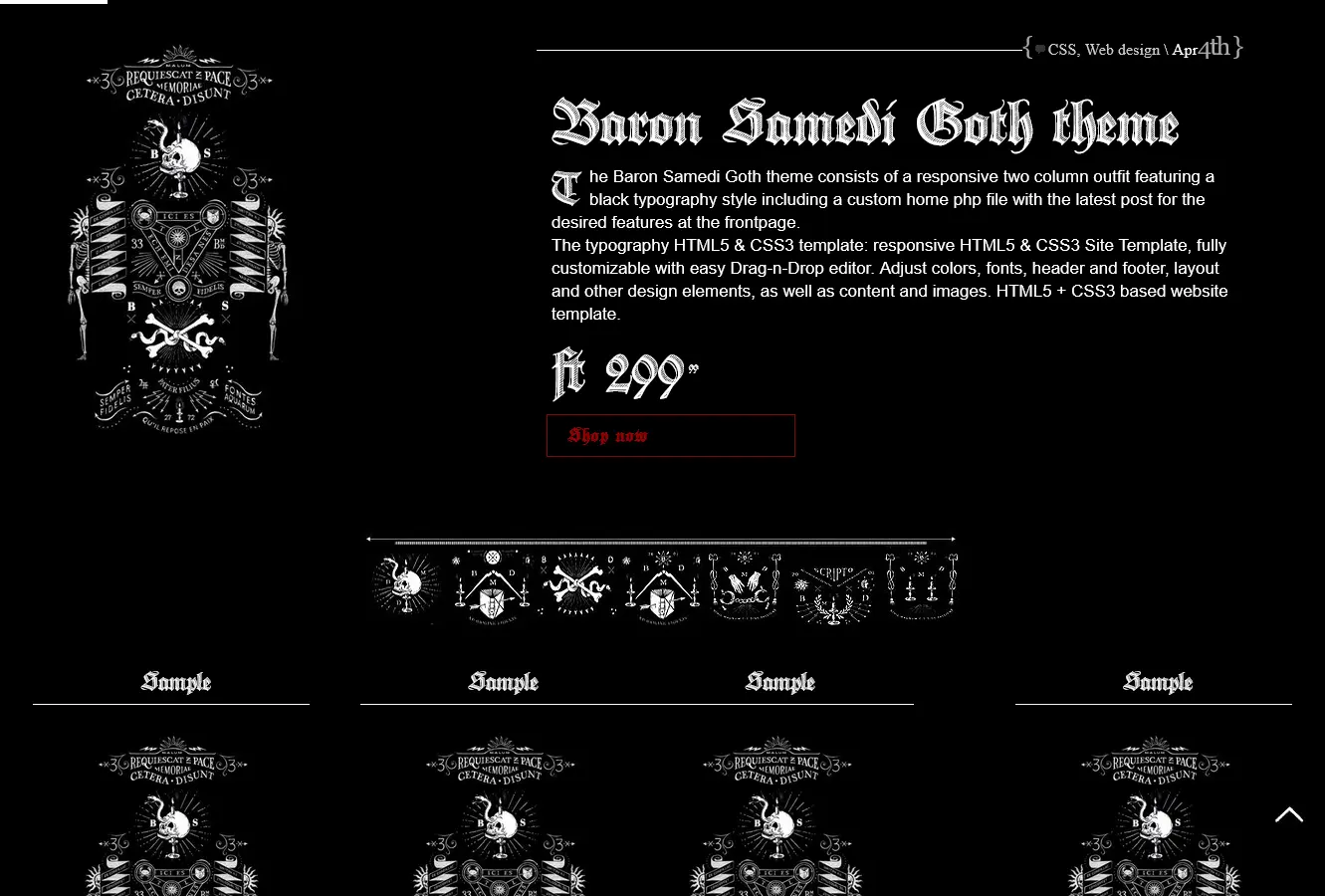 Baron Samedi product page ecommerce