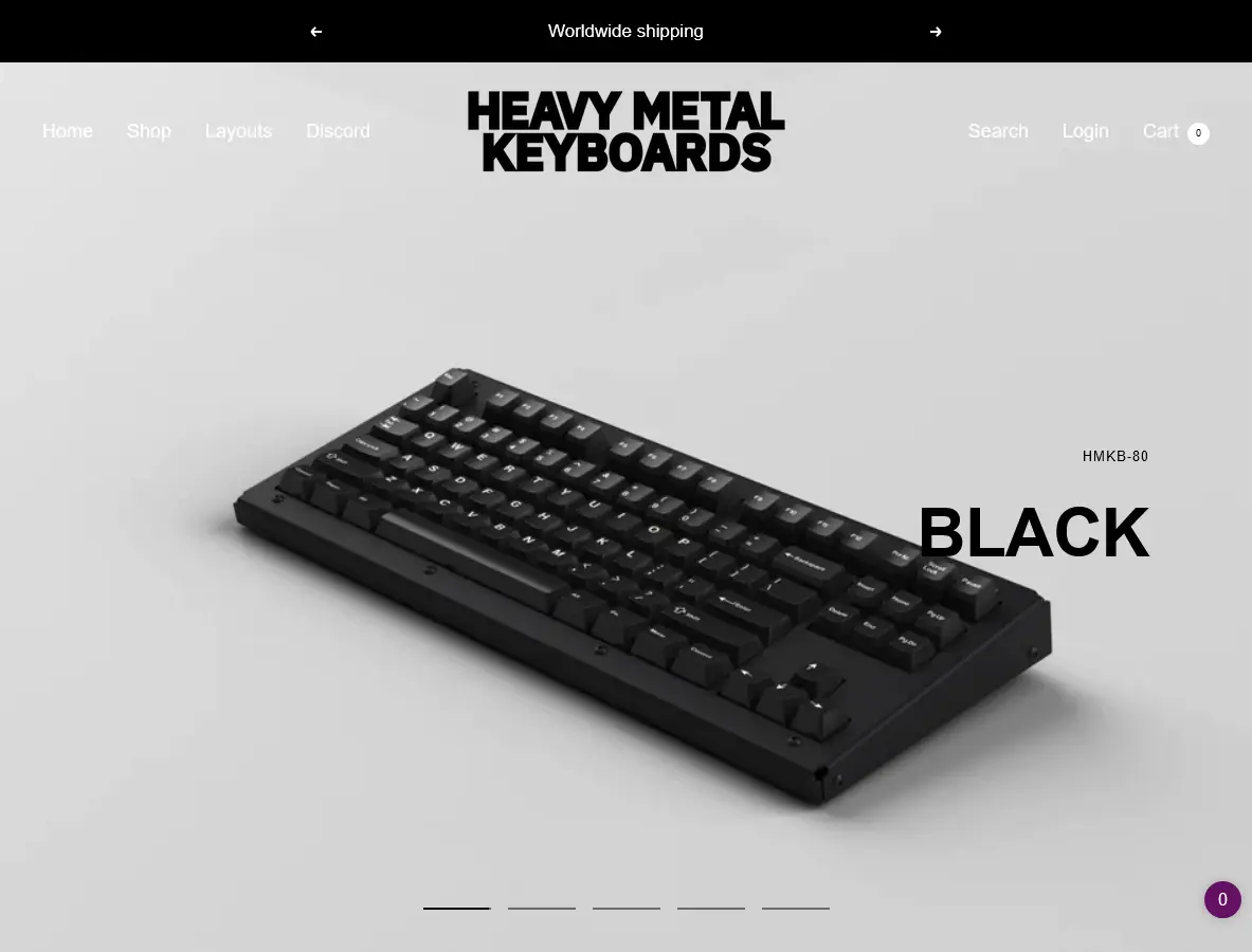 Heavymetal Keyboards product page ecommerce shopify design