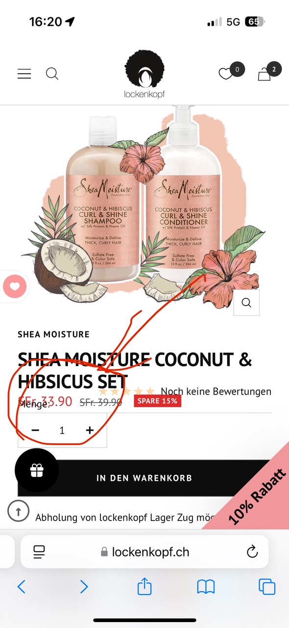 Lockenkopf product page mobile design