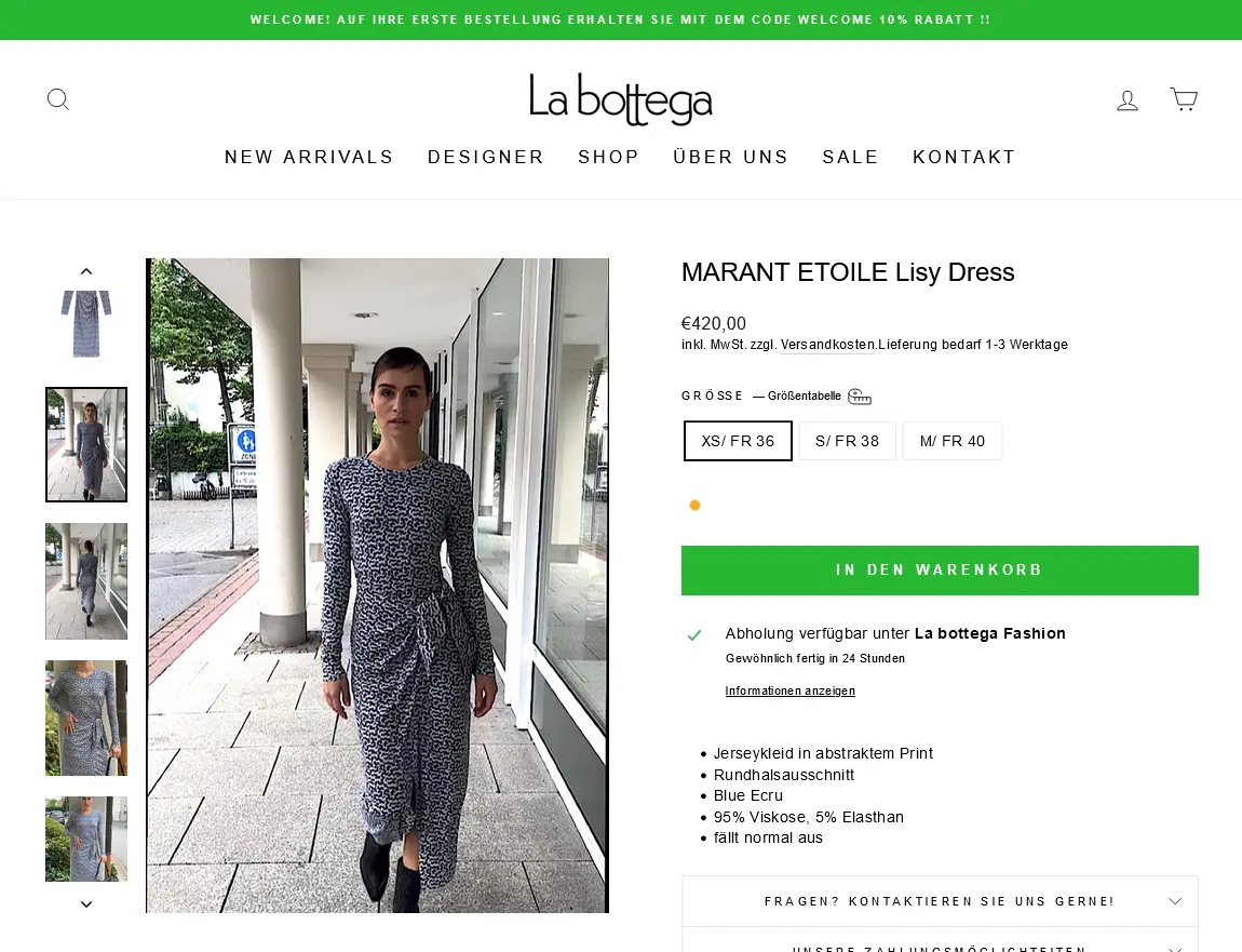 La bottega product page design