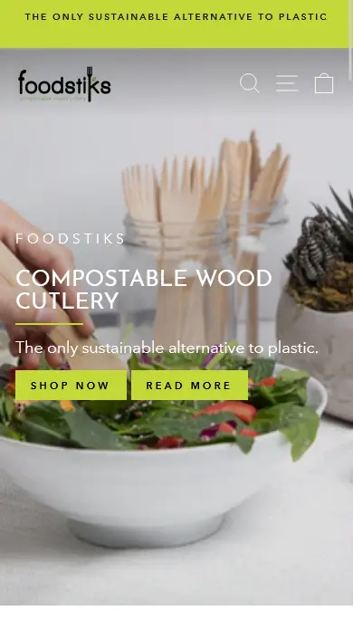 Foodstiks - front page ecommerce shopify design