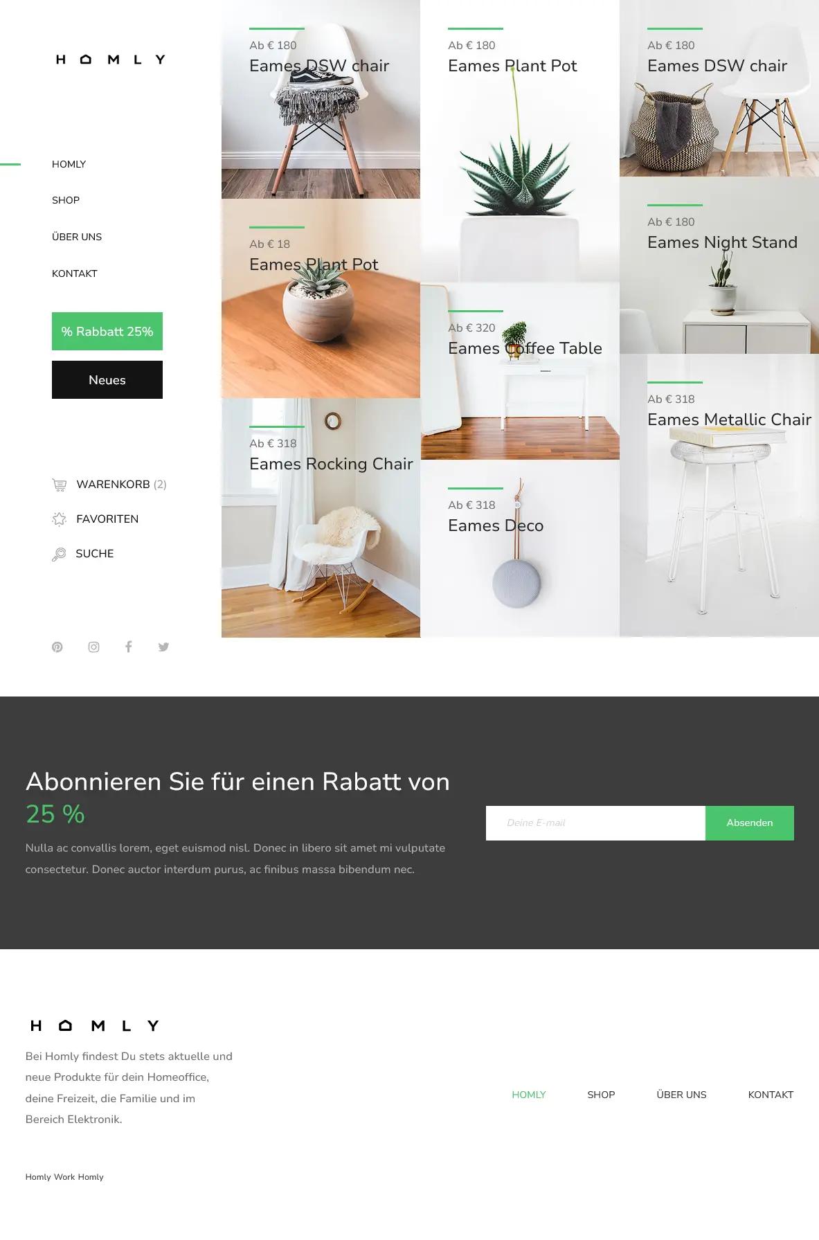 HOMLY home page ecommerce shopify design