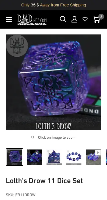 DNDDICE mobile ecommerce design