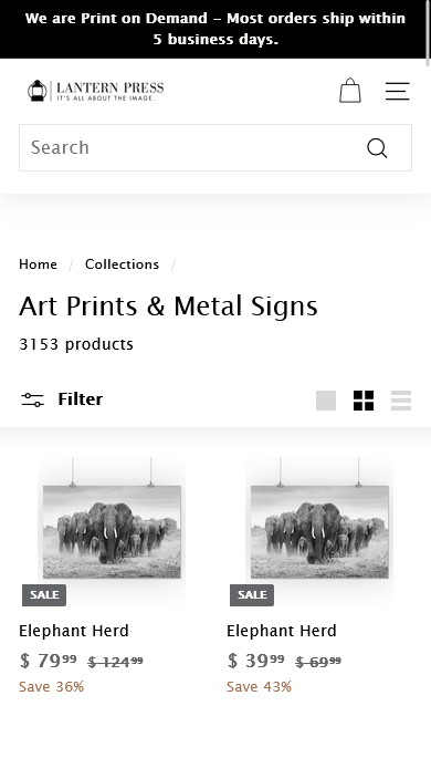 Lantern Press collection page ecommerce shopify design