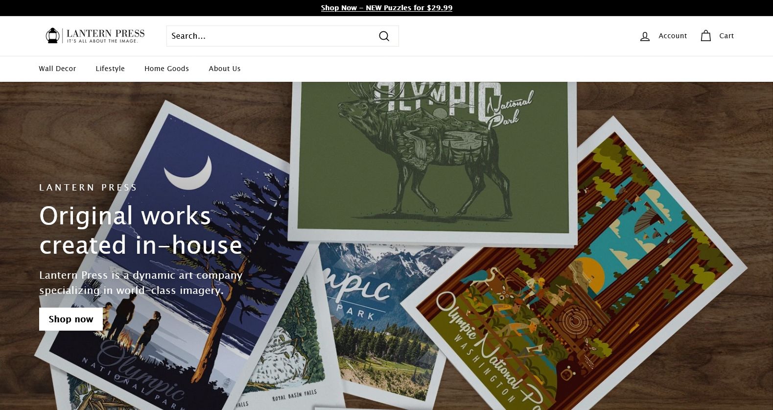 Lantern Press front page ecommerce shopify design