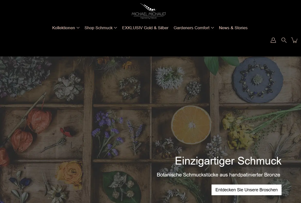 Michael Michaud front page ecommerce shopify design