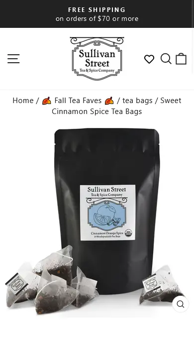Sullivan Street Tea product page ecommerce shopify design