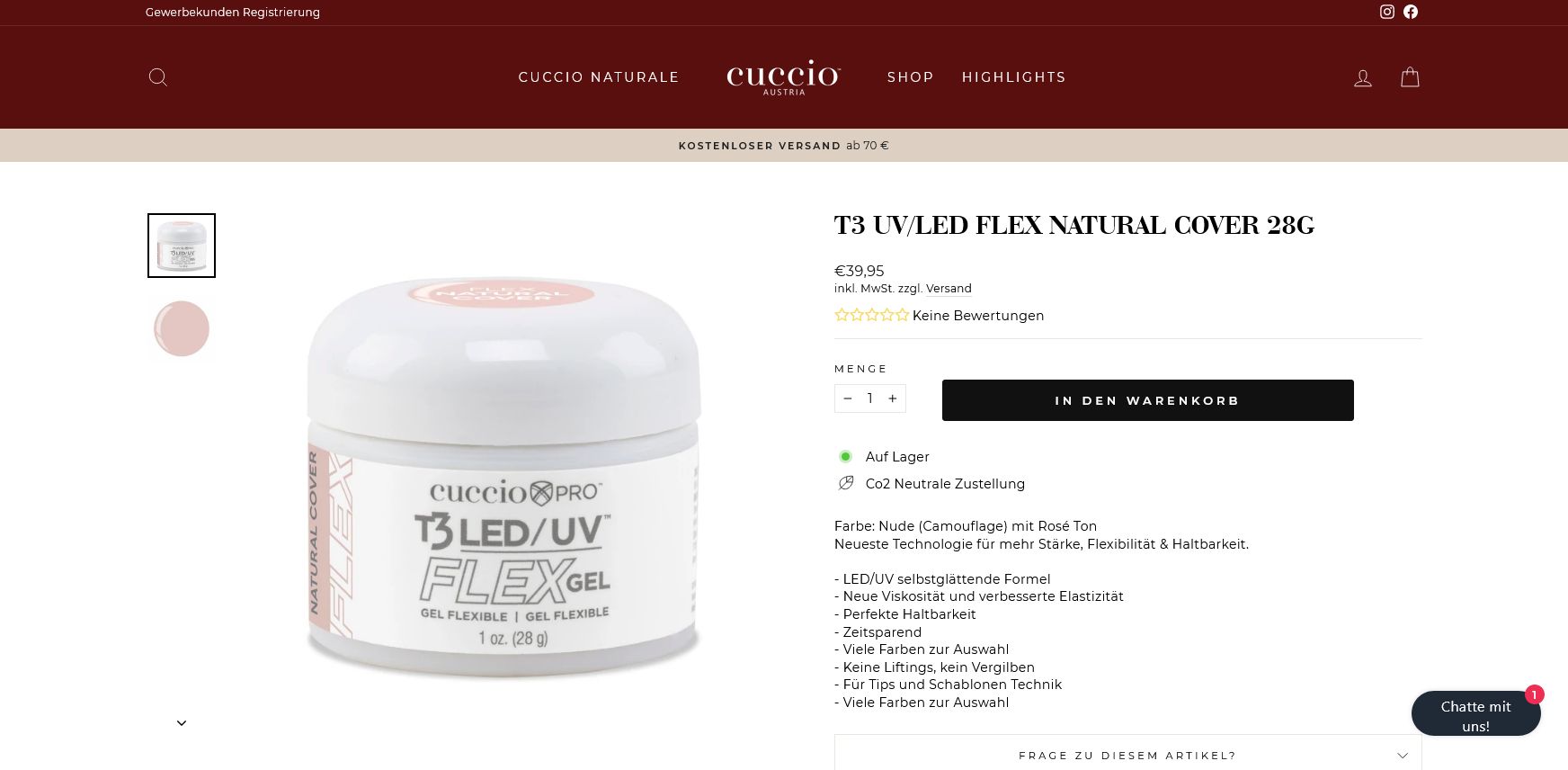 Cuccio product page ecommerce shopify design