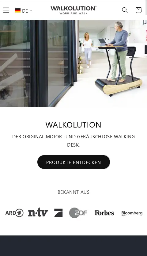 Walkolution® front page mobile ecommerce shopify design