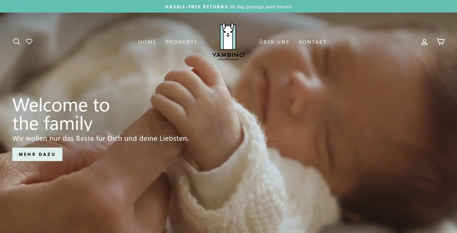 YAMBINO - front page ecommerce shopify design