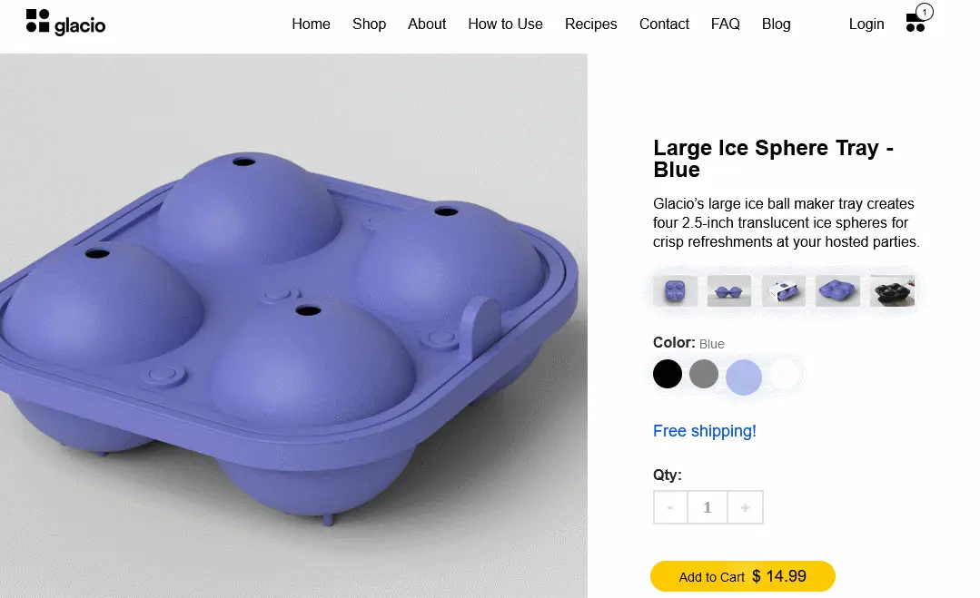 glacio product page ecommerce shopify design