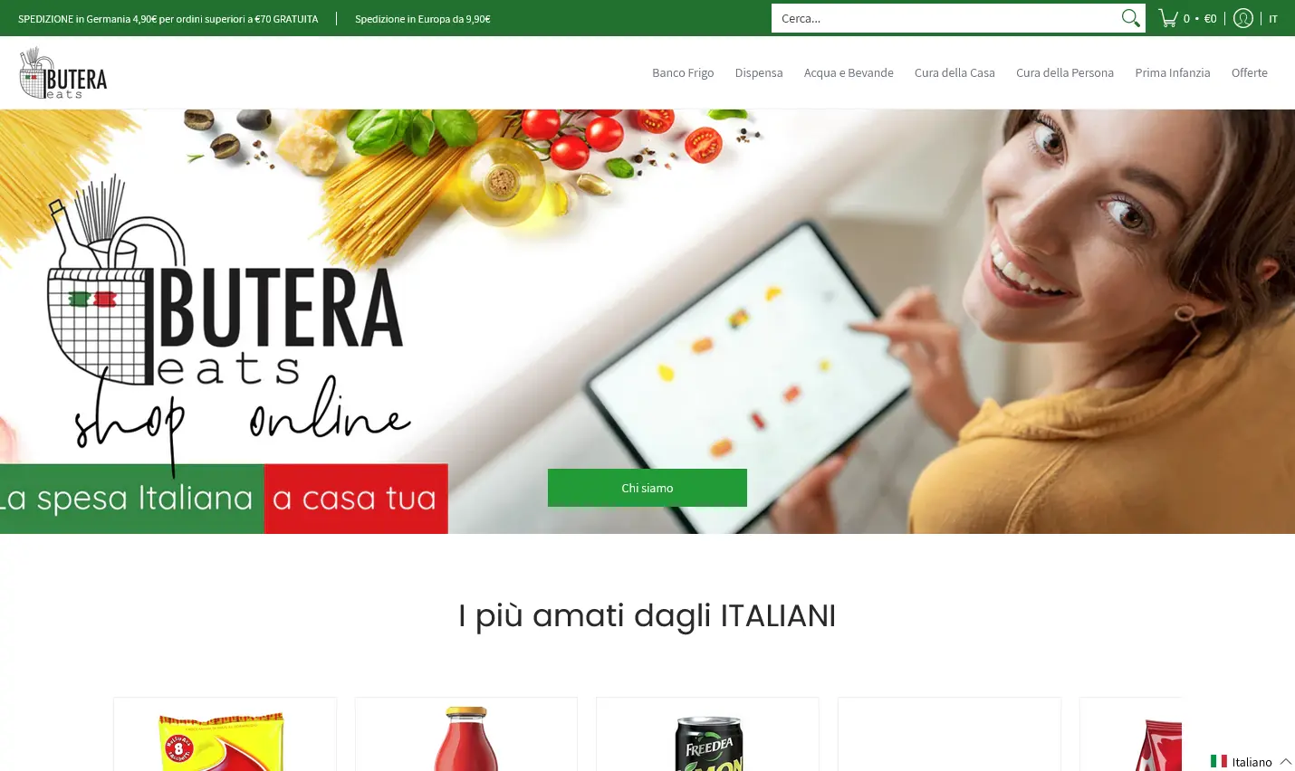 Butera Eats homepage ecommerce shopify design