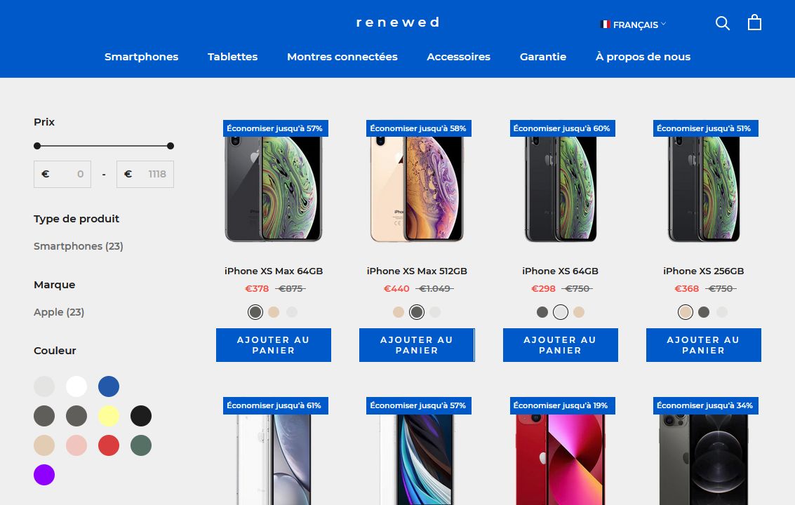 page de collection renouvelée pour le commerce électronique Shopify