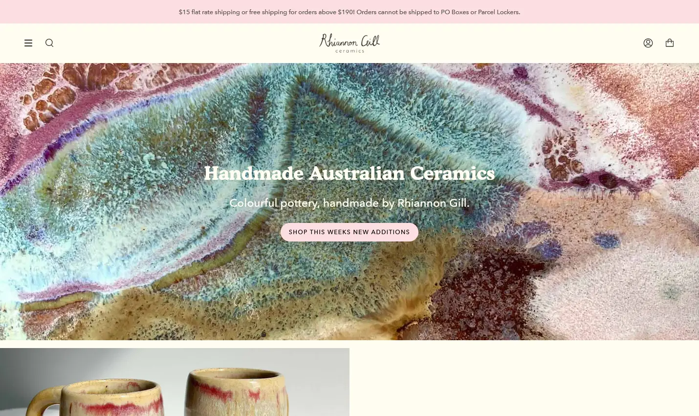 Rhiannon Gill front page ecommerce shopify design