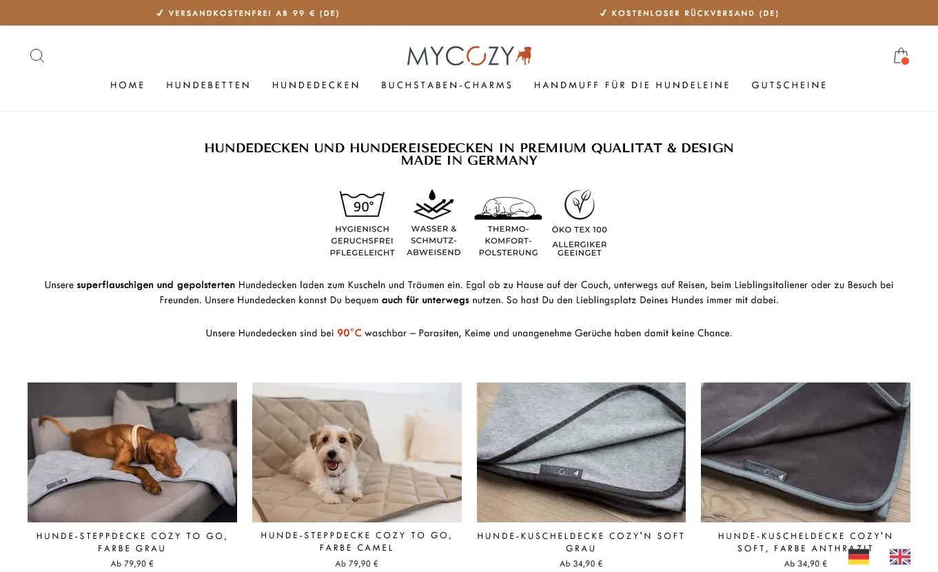 MyCozy collection page ecommerce shopify design