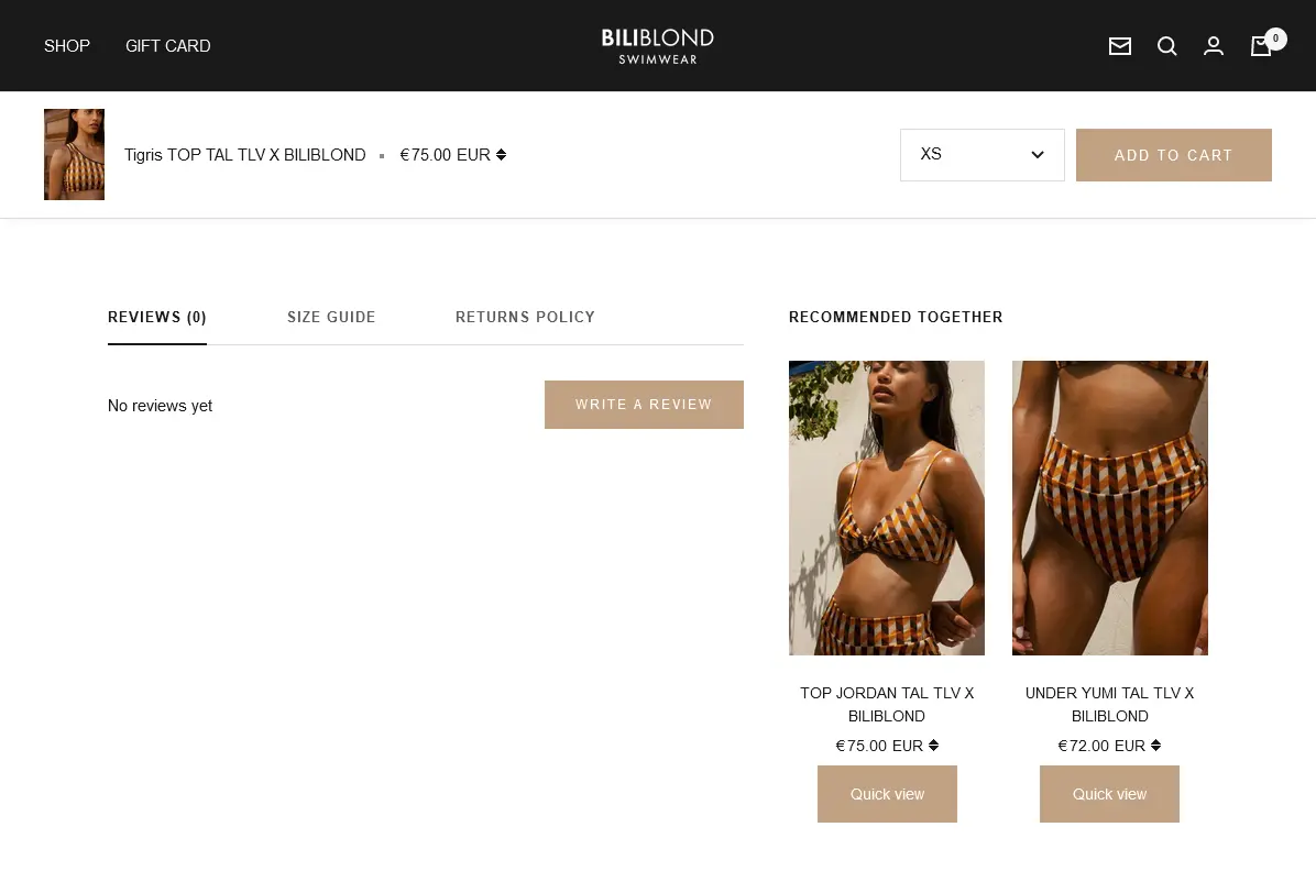 BILIBLOND productpage ecommerce shopify design