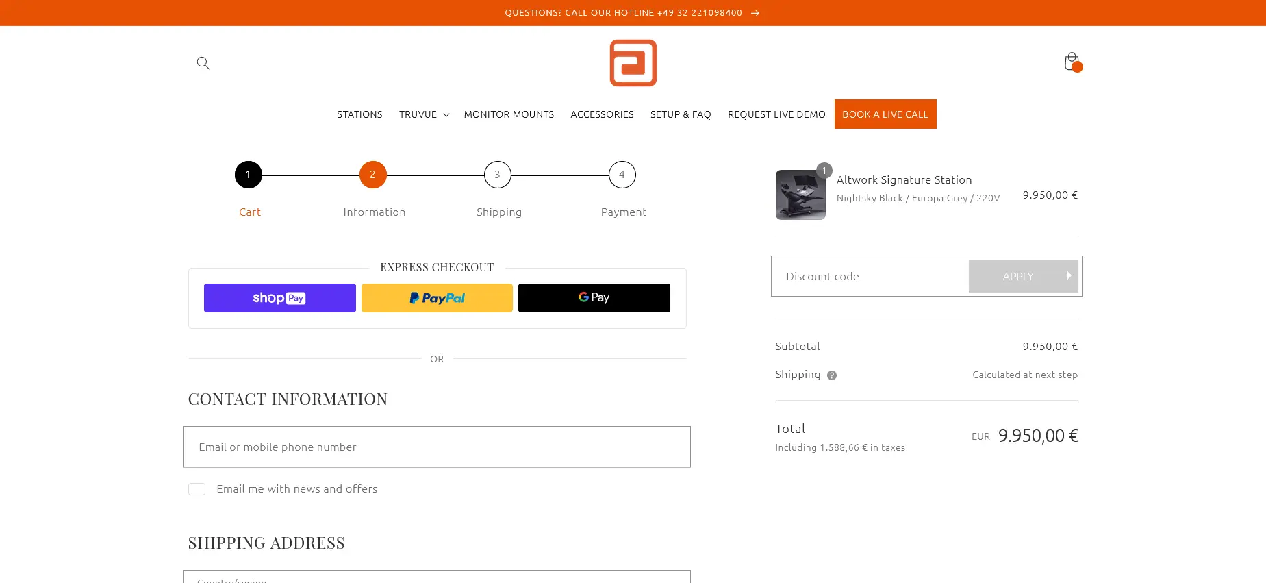 Altwork checkout page ecommerce shopify design