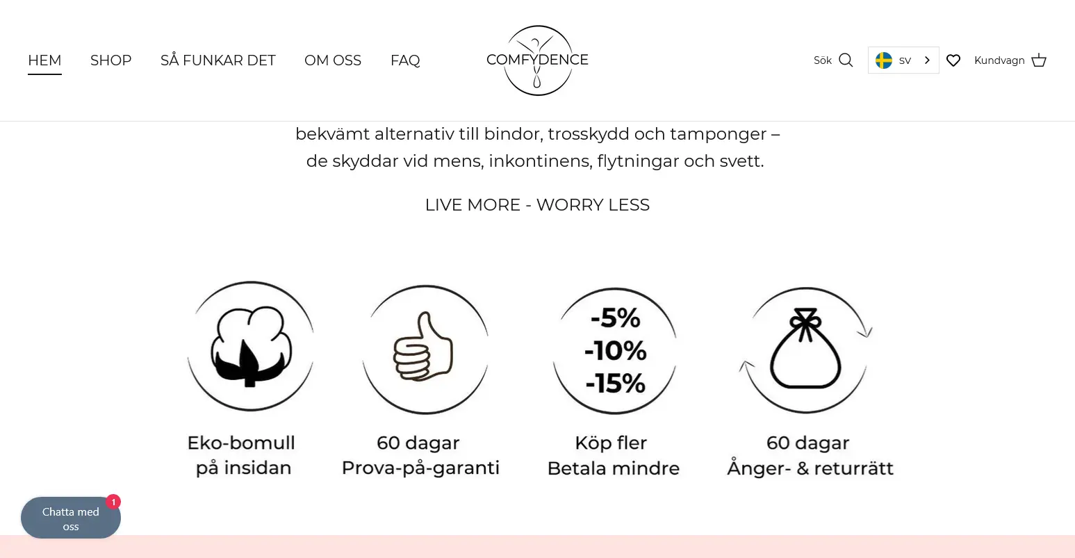 Comfydence front page ecommerce shopify design