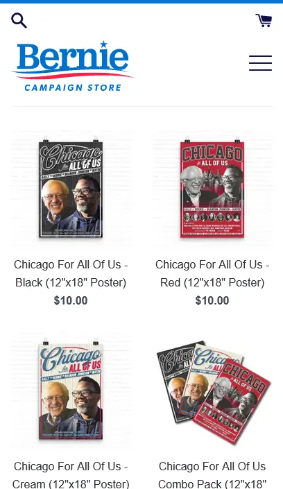 Bernie Sanders product page ecommerce shopify design