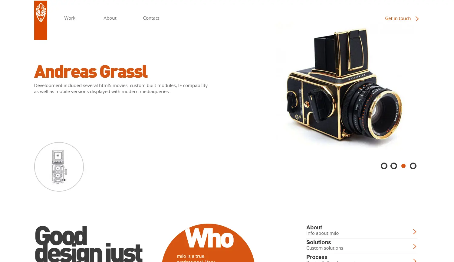 milo 3oneseven portfolio design 2008 with beautiful animations & webfonts