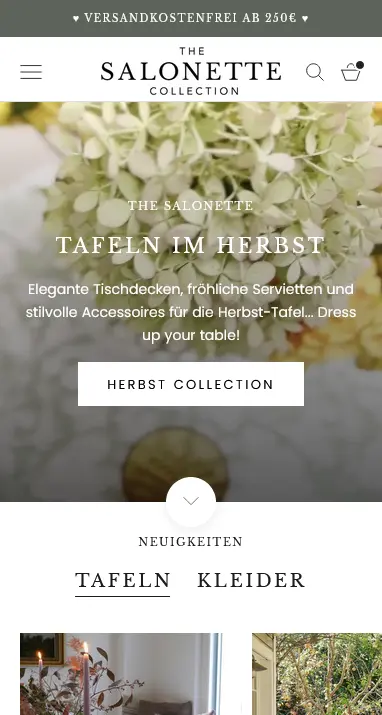 The Salonette front page ecommerce shopify design