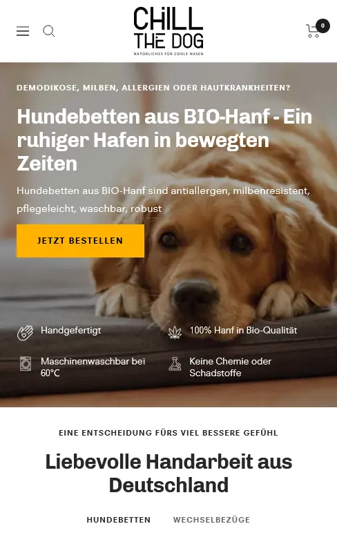 chill the dog product page e
