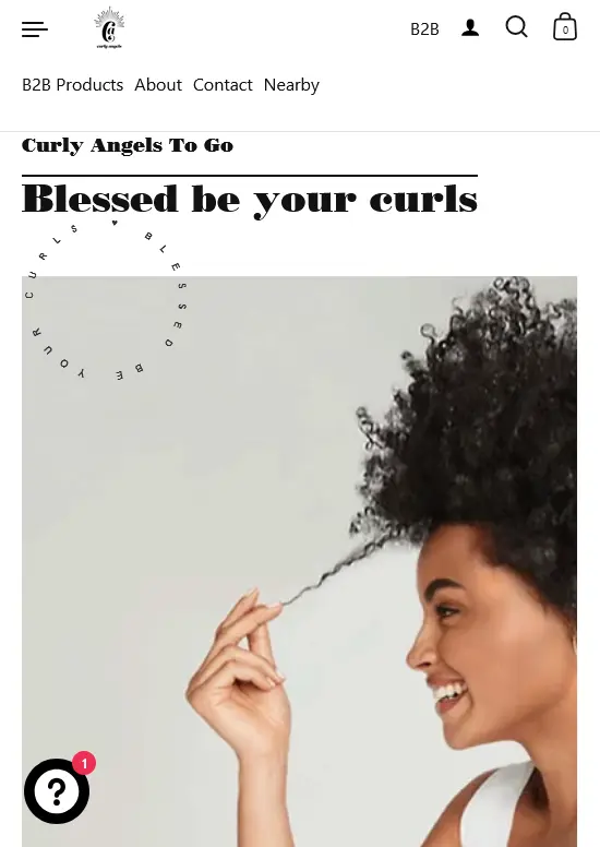Curly Angels front page shopify  PLUS b2b wholesale