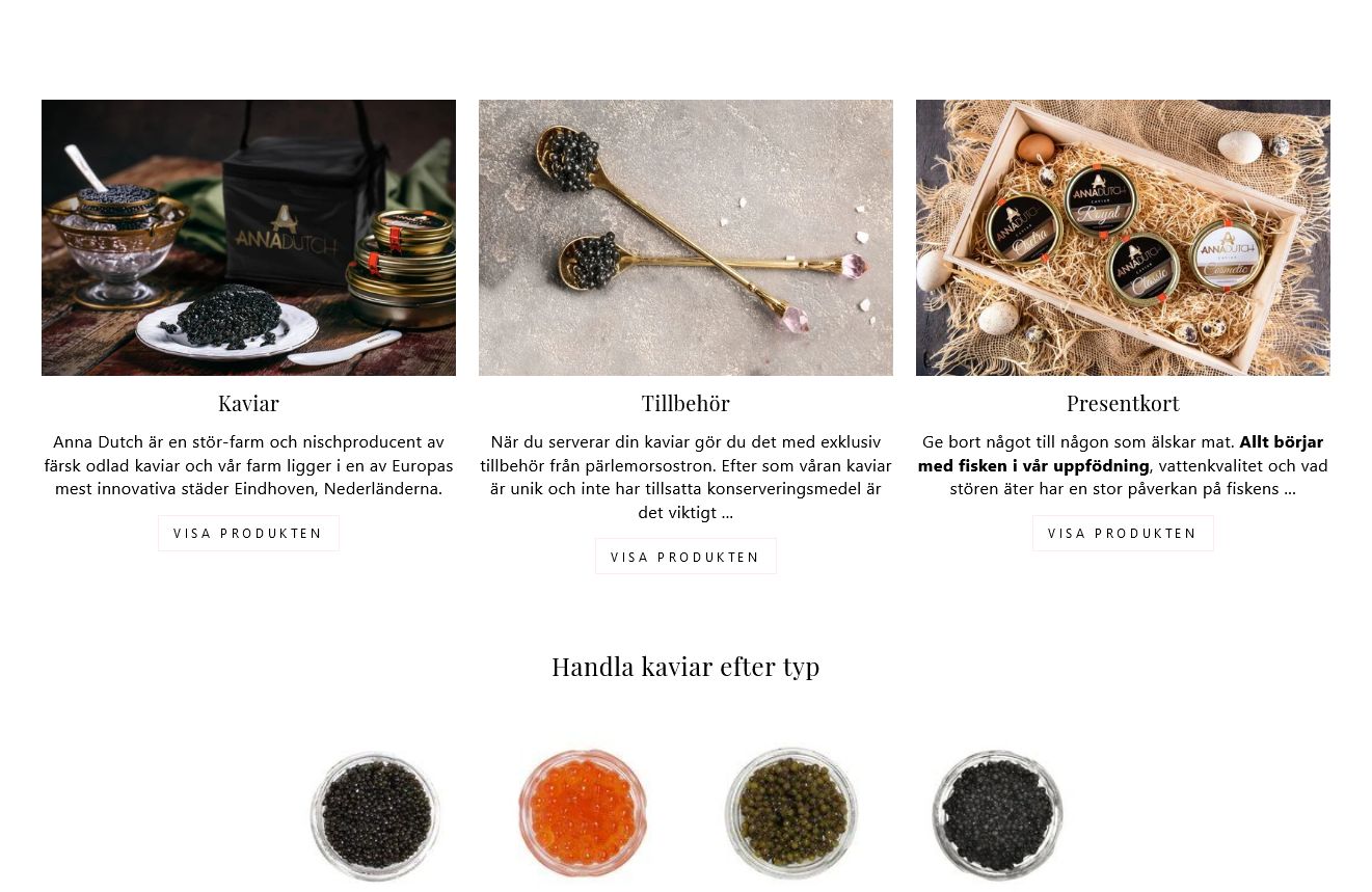 Caviarmarket collection page ecommerce shopify design