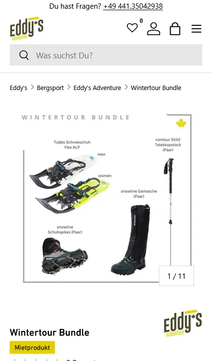 Eddy's product page ecommerce shopify design