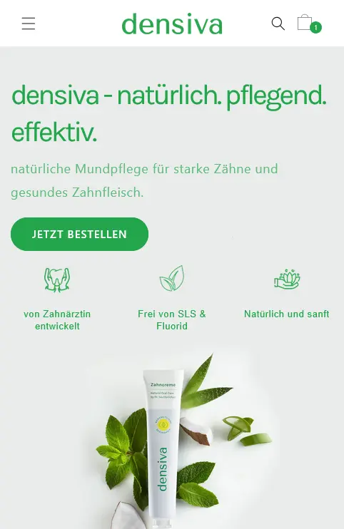 densiva front page ecommerce design