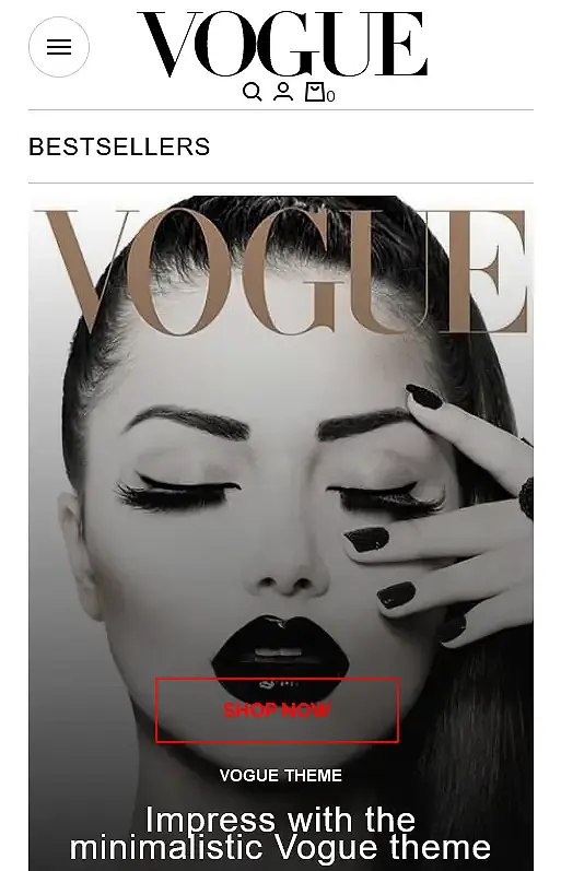 vogue  mobile ecommerce shopify design