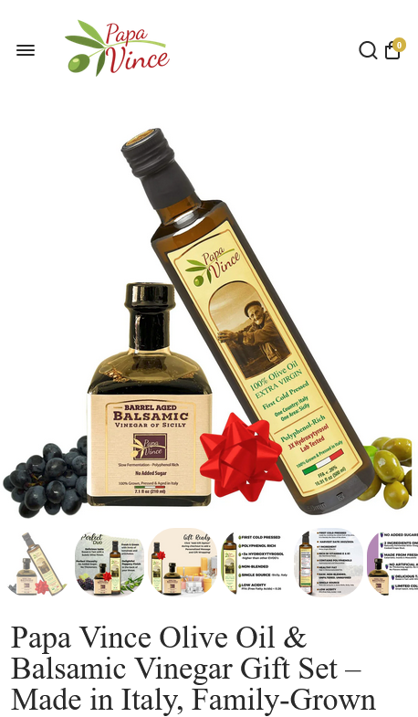 Papa Vince product page ecommerce design