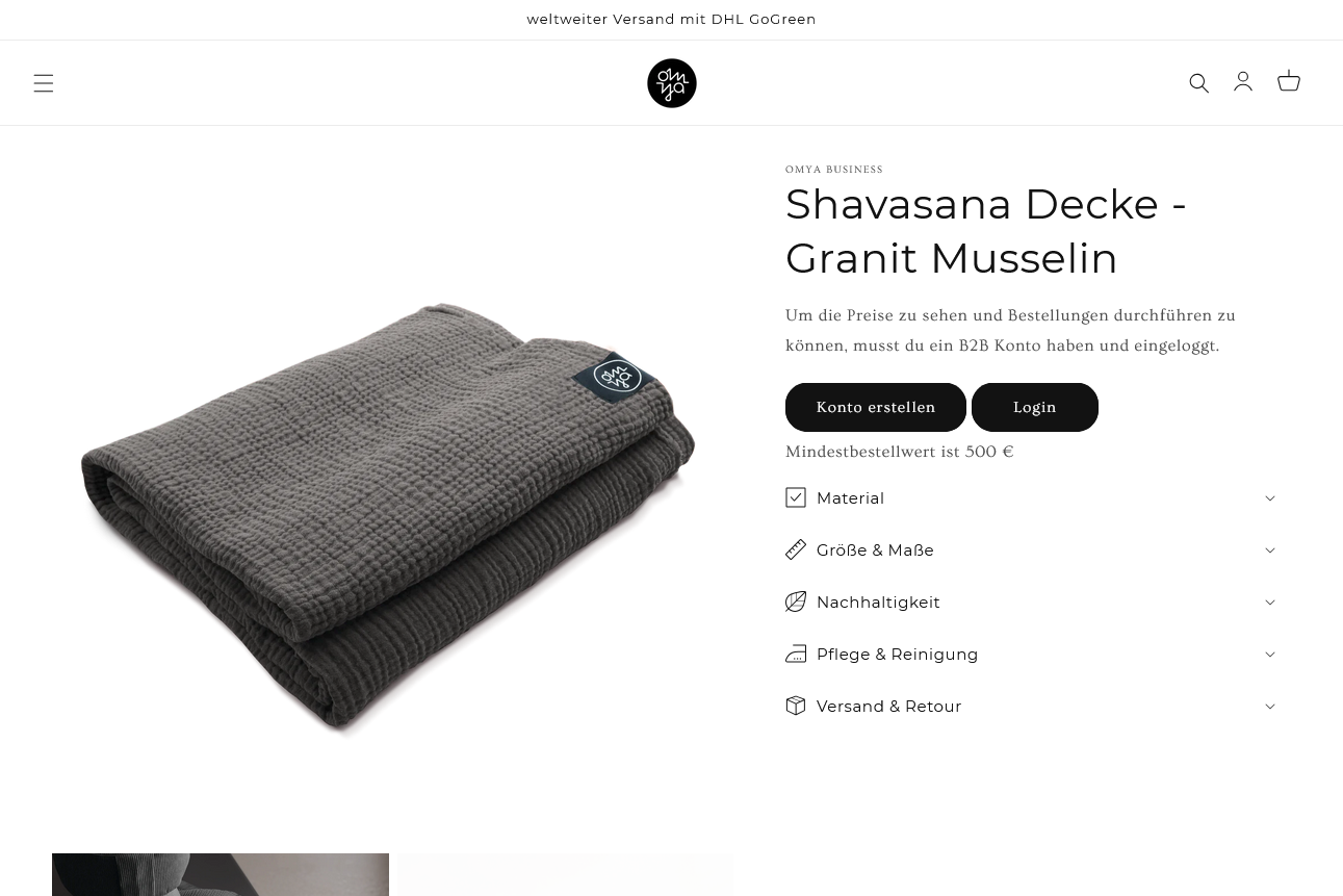 OM YA  B2B wholesale product page ecommerce design