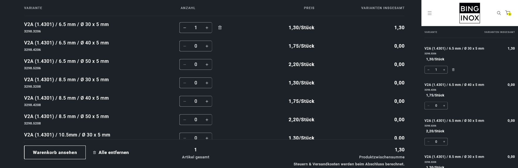 BING INOX wholesale ecommerce